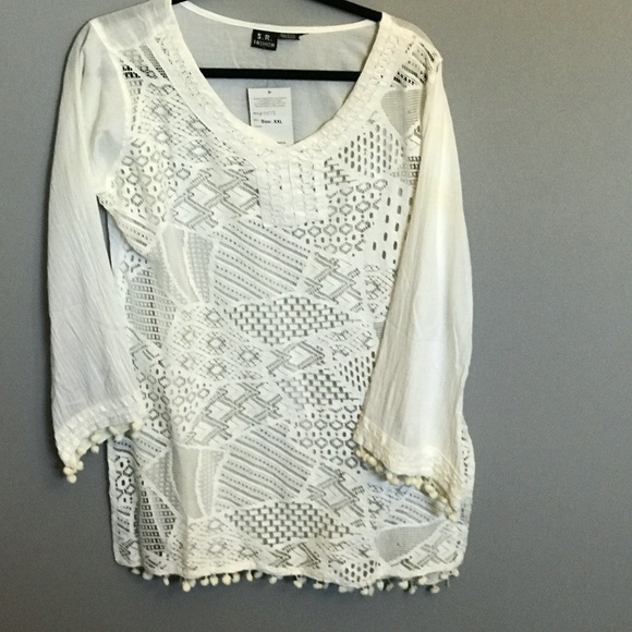 S.R. Fashion Tops - Beautiful Shear Summer Top/Bathing Suit Cover. NWT